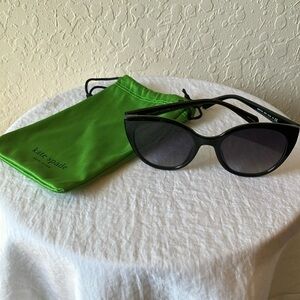 Kate Spade: Black Samantha Cat Eye Sunglasses- Gray gradient- green sleeve